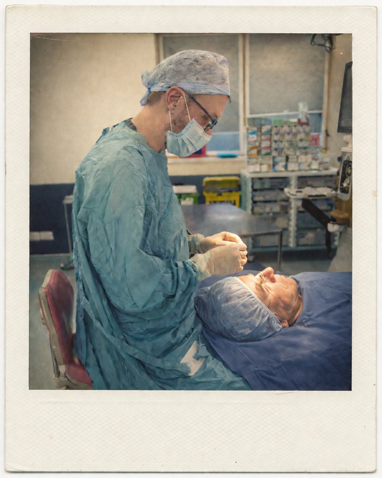 Chris Matthews, Consultant Ophthalmologist, in clinic